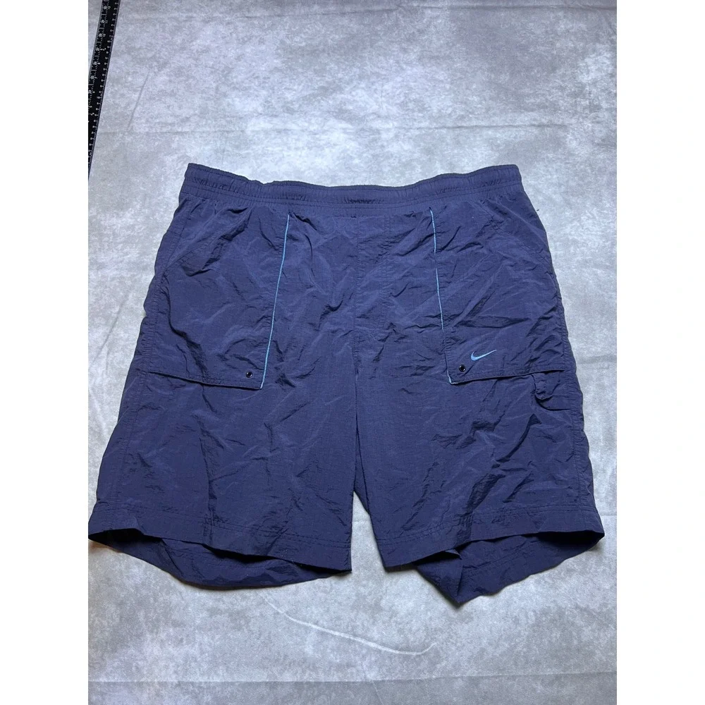 Nike Athletic Shorts Mens Large Navy Blue Ripstop Cargo Pockets 0955